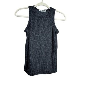 Joah Brown Tank Top Ribbed Size S/M Cropped Basic Minimalist Made USA Gray A8